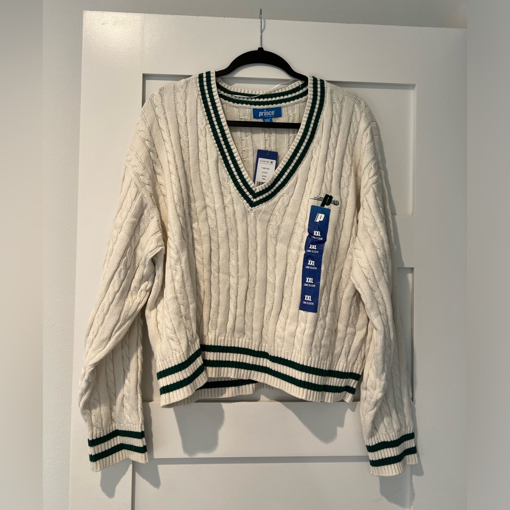 Prince Pickleball sweater with green trim size XXL